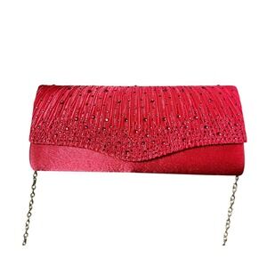 Zenyria Pink Satin Purse with Sparkly Gems Womens 10"x4.5"x2" Metal Strap NWOT